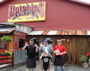 General manager Dustin on the left, me and my son in the middle and Owner and Pit Master Tim to the right. We are holding up 50 for the Top 50 BBQ Joints in Texas!